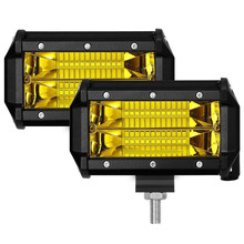 Barra de luz Led para conducción todoterreno, haz de luz ámbar para camión, todoterreno, Jeep, ATV, SUV, 2 uds., 5 pulgadas, 72W, 24 LED 2024 - compra barato