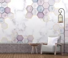 Personalizado 3D mural wallpaper estéreo geometria irregular hexagonal decoração da parede papel de parede de mármore 2024 - compre barato