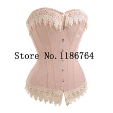 Pink Lace Up Boned Overbust Corset Carnival Brocade Breathes Bustier Waist Trainer Corselet Plus Size S-6XL 2024 - buy cheap