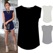 hirigin 2018 Hot Sale Women T-shirts Sleeveless Solid O-neck Round Side Casual Tees Tops One Size Black White Gray Blue Clothing 2024 - buy cheap