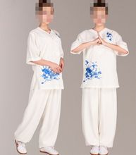 Uniformes de taijiquan de manga corta de lino y algodón bordados, ropa de wushu, kung fu, traje de artes marciales de tai chi, púrpura/rosa 2024 - compra barato