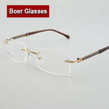 Óculos de armação masculina leve, óculos em liga metálica, estilo de negócios, sem aro, miopia, prescrição óptica #58130 2024 - compre barato