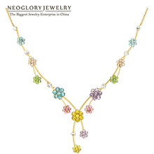 Neoglory, австрийский горный хрусталь, светло-желтый золотой цвет, модные ожерелья-Цепочки, Женские Ювелирные изделия для женщин, 2020New JS3 Flo-c QC3 2024 - купить недорого