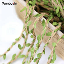 5mm*1m Simulation Green Leaves Weaving Hemp Rope DIY Wedding Birthday Wedding Decoration Rattan Gift Bouquet Packaging Rope 5mm 2024 - buy cheap