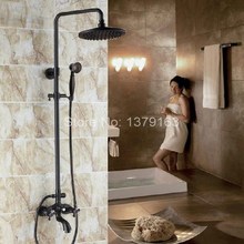 Grifo de ducha de lluvia para cuarto de baño, conjunto de cabezal de ducha redondo de 8 pulgadas, mezclador de bañera, mango cruzado, ars454, color bronce, aceite negro 2024 - compra barato