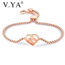 V.YA-pulsera de cuenta romántica para mujer, brazalete ajustable de acero inoxidable, brazaletes de oro rosa, joyería femenina 2024 - compra barato