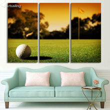 Lienzo impreso en HD de 3 piezas, campo de golf, hierba, atardecer, pintura de pared, imágenes para sala de estar, Envío Gratis CU-1875B 2024 - compra barato