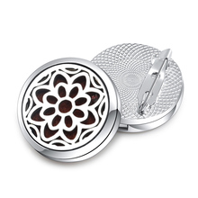 Exquisito broche difusor de Aroma con diseño de flores, colgante de acero inoxidable, medallones de aromaterapia de aceite esencial con broche de Perfume, joyería 2024 - compra barato