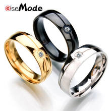 ELSEMODE Модные Простые обручальные кольца с кубическим цирконием черного и золотого цвета стальной цвет для женщин и девушек подарок для подруги 2024 - купить недорого
