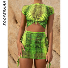 Boofeenaa-conjunto de vestido feminino de malha pura, 2 peças, estampa serpentina, sexy, verão, verde neon, rosa, duas peças, club, c37aa46 2024 - compre barato