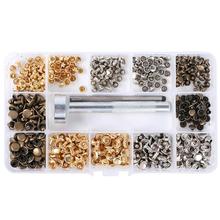 Useful 240Pcs Leather Rivets Double Cap Rivet for Bag Belts 3 Colors 2 Sizes Metal Studs with Fixing Tools for DIY Leather Craft 2024 - buy cheap