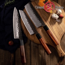 Cuchillos de cocina japoneses de acero AUS10, 3 Juego de Cuchillos de Cocina, Santoku Nakiri, mango de madera, caja de regalo, Grandsharp 2024 - compra barato