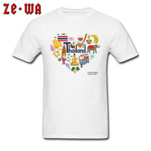 Camiseta masculina estampada elemento coração tailândia, camiseta 100% algodão para jovens, camisetas grandes para festa, roupas de viagem 2024 - compre barato