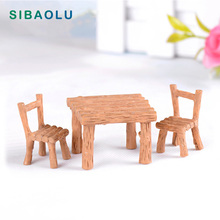 Simulation Wooden Square table chairs Miniature Figurine DIY House Accessories building home Decoration  plastic Play house toys 2024 - buy cheap