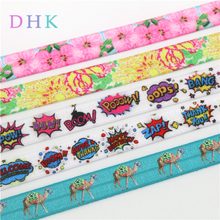 DHK-cinta elástica plegable con estampado de flores, moño para el pelo, diadema, manualidades, 50 yardas, 5/8 '', OEM, S1083 2024 - compra barato