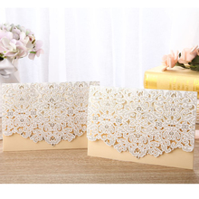 25pcs Gold Laser Cut Luxury Flora Wedding Invitations Card Elegant Lace Mariage Personalise Envelopes Wedding Party Decoration 2024 - buy cheap