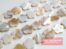 Wholesale!!! (1 Strands) 15mm  White Natural Mother of Pearl Shell Flower Beads Approx 39CM Per Strand 2024 - buy cheap