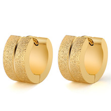 2020 New Creative Scrub Ear Clip For Women Men Gold Silver Color Stainless Steel trendy Round Earrings Piercing Fashion Jewelry 2024 - buy cheap