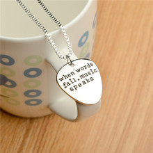 Wholesale 12pcs/lot Fashion Chain Necklace High Quality Letter Pendant Charms "When words fail.music speaks" Necklace 2024 - buy cheap