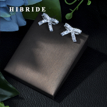 HIBRIDE Cubic Zirconia Stud Earrings for women Wedding Statement Earrings boucle d'oreille femme Jewelry Accesorios  E-21 2024 - buy cheap