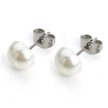 1 Pair 8mm White Pearl Piercing Stud Earrings Stainless Steel Brincos Perle Pendientes Bou Pearl Earring For Woman Jewelry F2231 2024 - buy cheap
