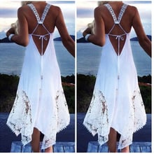 Bigsweety Women Lace Patchwork Sleeveless Backless Dress Summer Sexy Strapless Lace-Up Beach Dress Beachwear Women Lace Vestidos 2024 - buy cheap