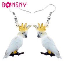 Bonsny Acrylic Australian Sulphur-crested Cockatoo Bird Earrings Drop Dangle Cute Fun Animal Jewelry For Women Girl Gift Brincos 2024 - buy cheap