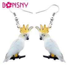 Bonsny-pendientes de acrílico con cresta de cacatúa y azufre para mujer, aretes de pájaro, colgante, Animal divertido, joyería 2024 - compra barato