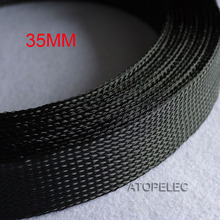 35mm trenzado ancho mangas extensibles de PET cubierta de Cable negro/gris 2024 - compra barato