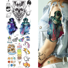 Galaxy Astronaut Triangle Skull Water Transfer Tattoo Stickers Body Arm Death Tattoos Temporary Neck Custom Art Tatoo Makeup Tip 2024 - buy cheap