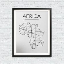 Póster sobre lienzo con estampado de mapa de África para pared, pintura de palabras minimalista en negro moderno y blanco, imagen de pared, decoración del hogar y habitación 2024 - compra barato