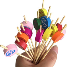 100Pcs 12cm Lollipop fruit skewer bamboo skewer cocktail dessert fork wood fruit  appetizer Toothpick bead fruit wood toothpicks 2024 - buy cheap