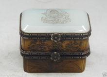 Caja de joyería doble de Jade y pájaro, hueso Artificial antiguo, hecho a mano, Vintage 2024 - compra barato