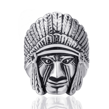 Mens Silver Indian Chief Stainless Steel Ring Wholesale Jewelry 2024 - buy cheap