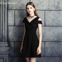 CEEWHY Burgundy V-neck Little Black Dress Formal Party Mini Dress Vestidos de Coctel Short Cocktail Dress A-line Party Dress 2024 - buy cheap