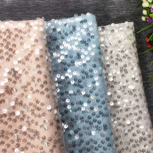 Ice 1y/lote tecido bordado com lantejoulas transparente brilhante tecido para vestidos decoração de renda de casamento tx824 2024 - compre barato