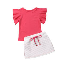 New 2PCS Toddler Kid Baby Girl Summer Clothes Tops T-Shirt+Skirt Outfit Set 2024 - buy cheap