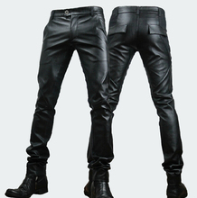29-33 New Winter 2021 Men's Personality Stitching Tight Leather Pants Korean Slim Leather Trousers Tide Male Feet Pu Pants 2024 - buy cheap