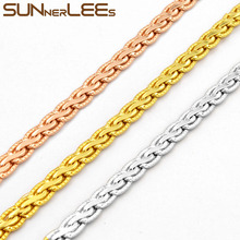 SUNNERLEES Fashion Jewelry Rose Gold Color Necklace 4mm Twisted Chain For Mens Womens Gift C19 N 2024 - buy cheap