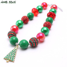 MHS.SUN Chunky beads necklace christmas tree pendants diy girls kids jewelry bubblegum necklace fashion birthday party gift 1PC 2024 - buy cheap