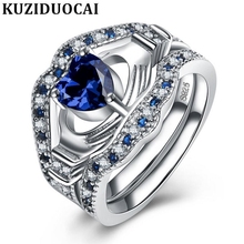 Kuziduocai-anillos de boda con corazón para mujer, joyería de circonita de acero inoxidable, R-108 Punk 2024 - compra barato