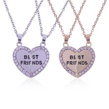 2PCS Best Friend Forever Bling Crystal Necklace Set Puzzle Broken Heart Necklaces & Pendant BFF Collier Friendship Birthday Gift 2024 - buy cheap