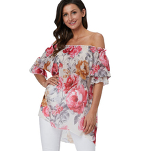 3XL 4XL Plus Size Blouse Women Off Shoulder Summer Blouses Shirt Female Casual Floral Print Loose Chiffon Shirts Tops 2019 2024 - buy cheap