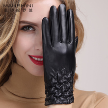 Genuine leather gloves women's thickening sheepskin gloves winter warm riding gloves winter driving telefingers gloves 037 2024 - buy cheap