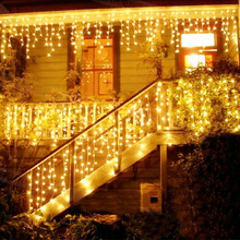 Cortina de luz com 96 leds, 4m x 0.6m, à prova d'água, 220v, uso interno, festas, jardim, palco, ambiente externo, iluminação decorativa 2024 - compre barato