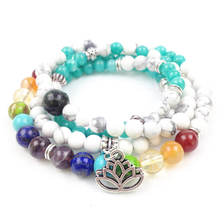 SN0183 New Design 108 Mala Beads Fashion Yoga Bracelet 7 Chakra Lotus Charm Necklaces Free Shipping 2024 - buy cheap