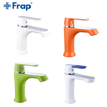 FRAP-grifo de latón para lavabo de baño, mezclador de agua fría y caliente, color blanco, naranja y verde, ahorro de agua 2024 - compra barato