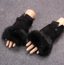 Guantes sin dedos sexys para mujer, mitones de piel auténtica de conejo, guantes de piel calientes, otoño e invierno, R026 2024 - compra barato