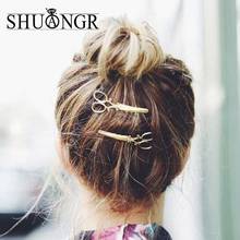 SHUANGR New Fashion Scissor Shaped Barrettes Hairpins Shiny Elegant Hair Clips For Women Girls Hair Accessories 2024 - buy cheap