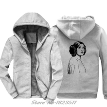 Novo inverno grosso com capuz carrie fisher princesa leia tribute moletom com capuz engraçado impressão camisolas com capuz jaqueta topos 2024 - compre barato